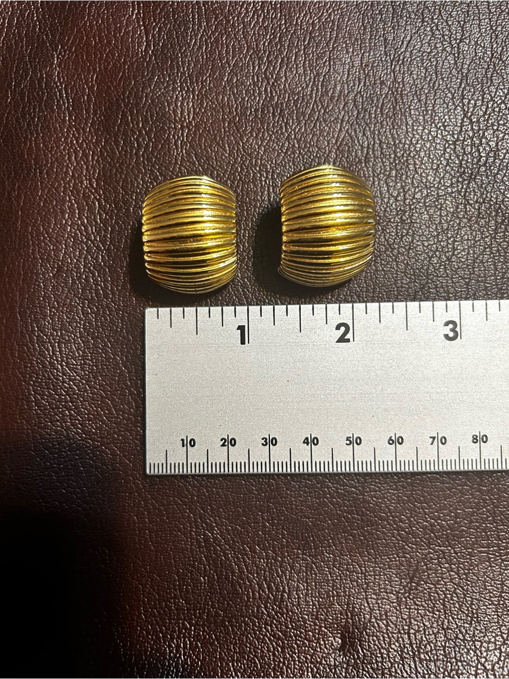 Vintage Heavy Gold Ribbed Dome Earrings - Elegant Women Jewelry